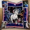 Horses With American Flag Quilt Thh879  Quilt